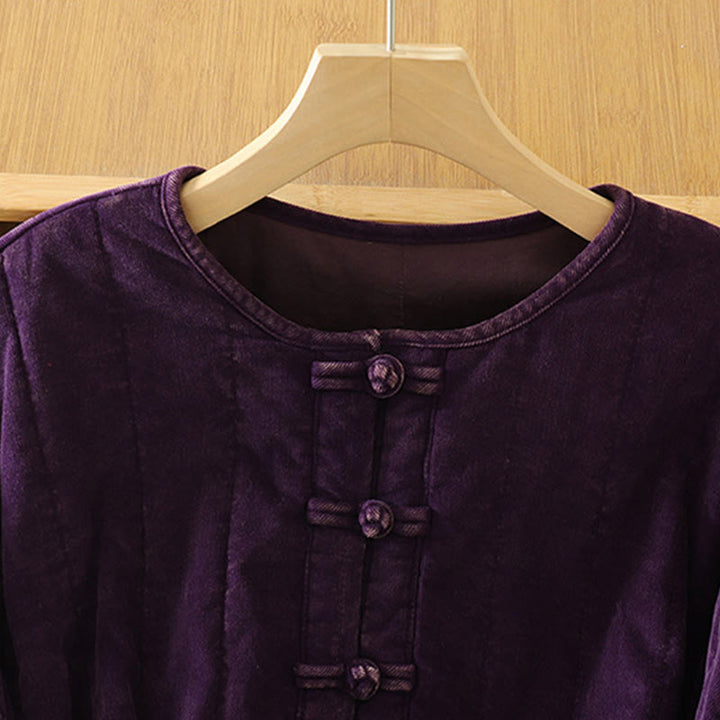 Buddha Stones Winter Frog-button Polyester Long Sleeve Corduroy Women's Jacket  - image 11