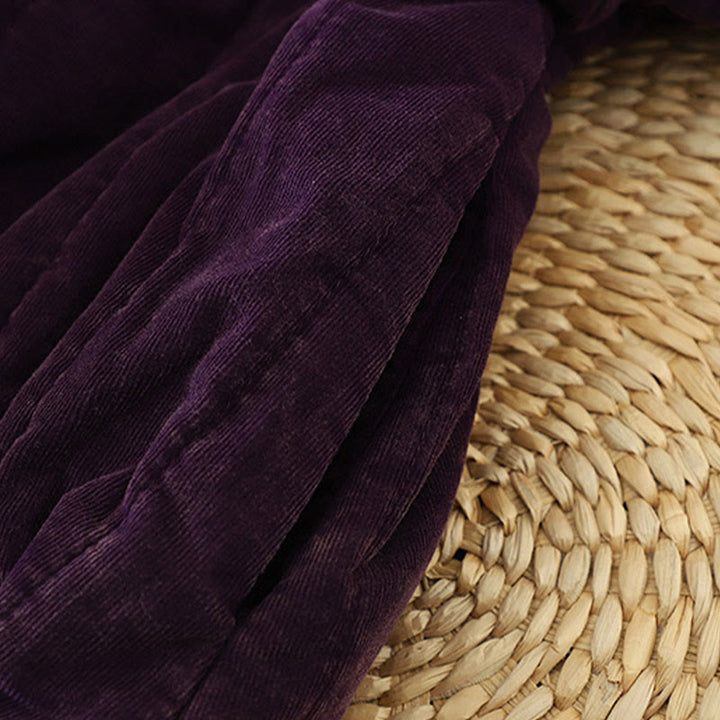 Buddha Stones Winter Frog-button Polyester Long Sleeve Corduroy Women's Jacket  - image 12