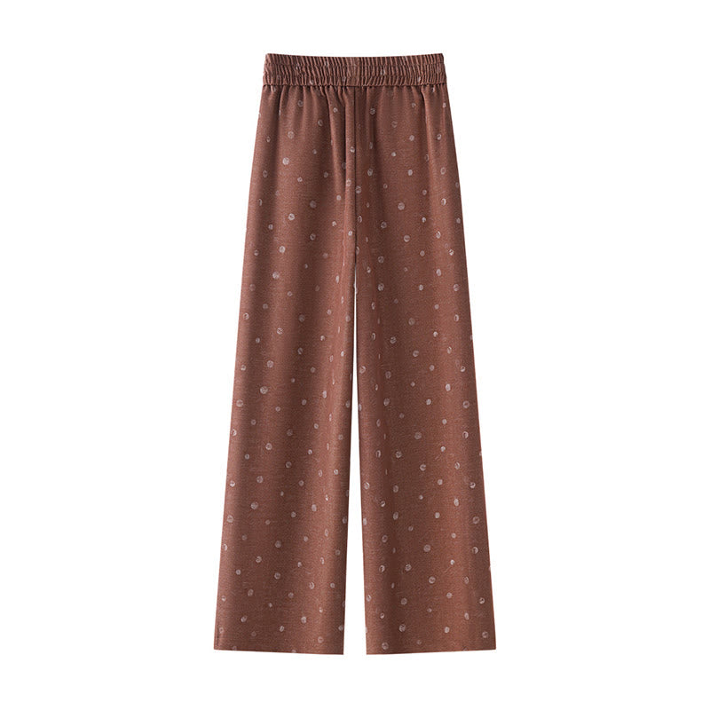 Buddha Stones Casual White Dots Pattern Polyester Women's Wide Leg Pants With Pockets - image 6