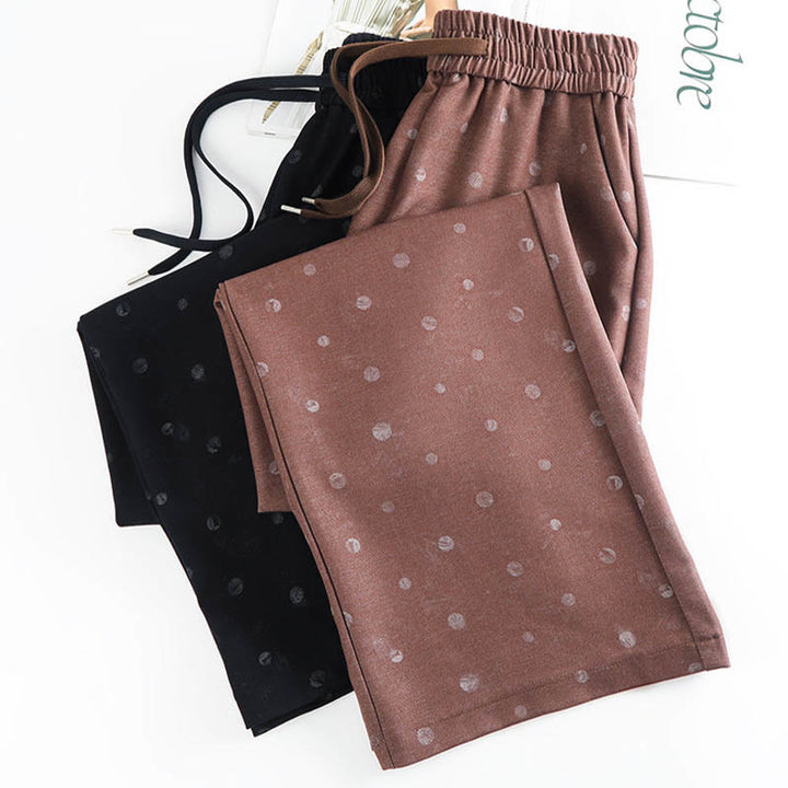 Buddha Stones Casual White Dots Pattern Polyester Women's Wide Leg Pants With Pockets - image 14
