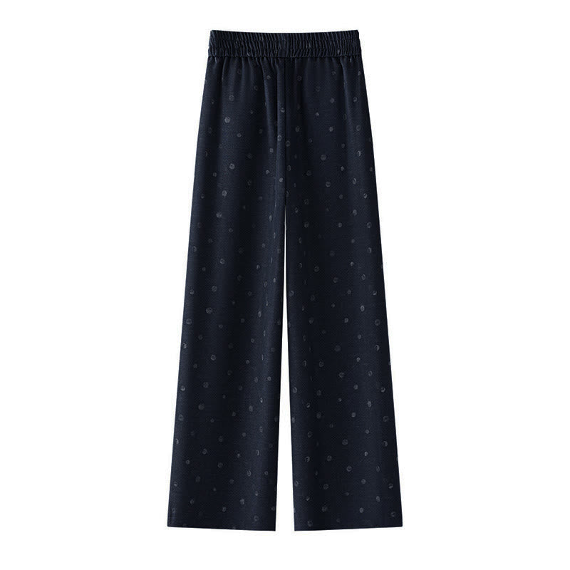 Buddha Stones Casual White Dots Pattern Polyester Women's Wide Leg Pants With Pockets - image 1