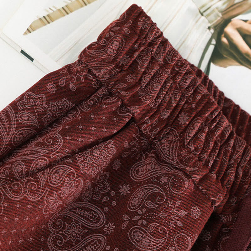 Buddha Stones Casual Floral Pattern Polyester Women's Wide Leg Pants With Pockets - image 9