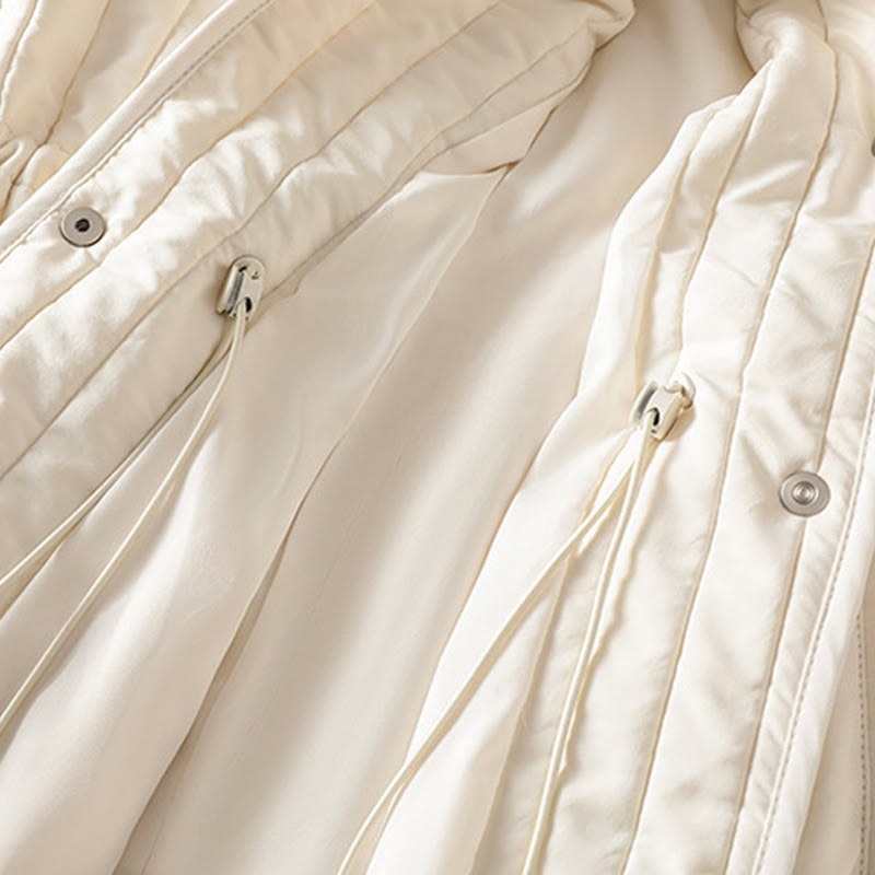 Buddha Stones Women's Plain Crew Neck Drawstring Design Long Sleeve Cotton Jacket With Pocket - image 17