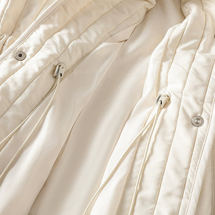 Buddha Stones Women's Plain Crew Neck Drawstring Design Long Sleeve Cotton Jacket With Pocket - image 17