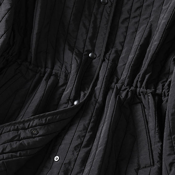 Buddha Stones Women's Plain Crew Neck Drawstring Design Long Sleeve Cotton Jacket With Pocket - image 6