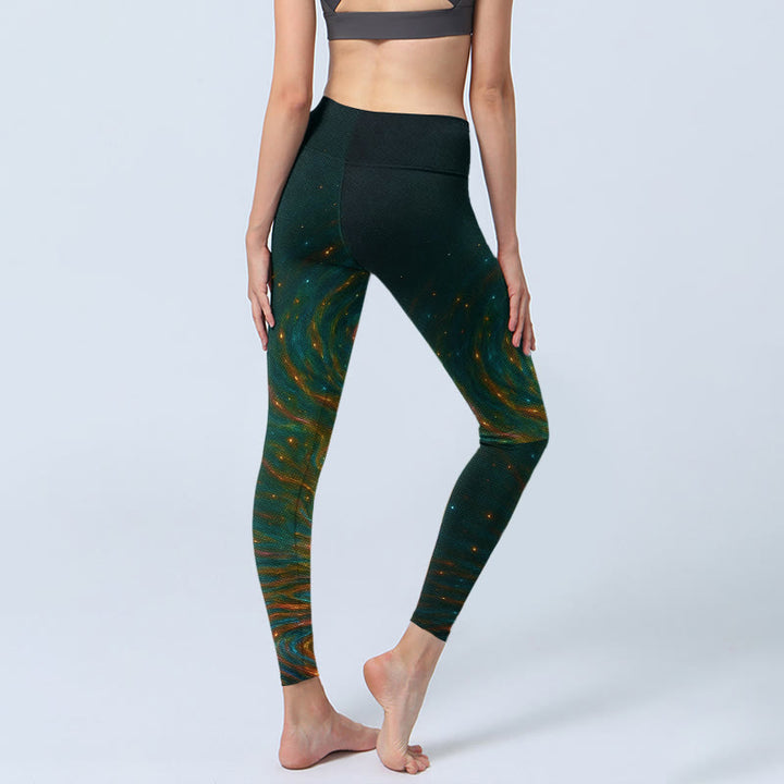 Buddha Stones Gorgeous Lotus Water Ripples Pattern Print Gym Leggings Women's Yoga Pants - image 3