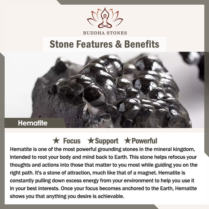 Buddha Stones Hematite Indian Agate Tiger Eye Amazonite Beaded Leather Strengthen Bracelet - image 1