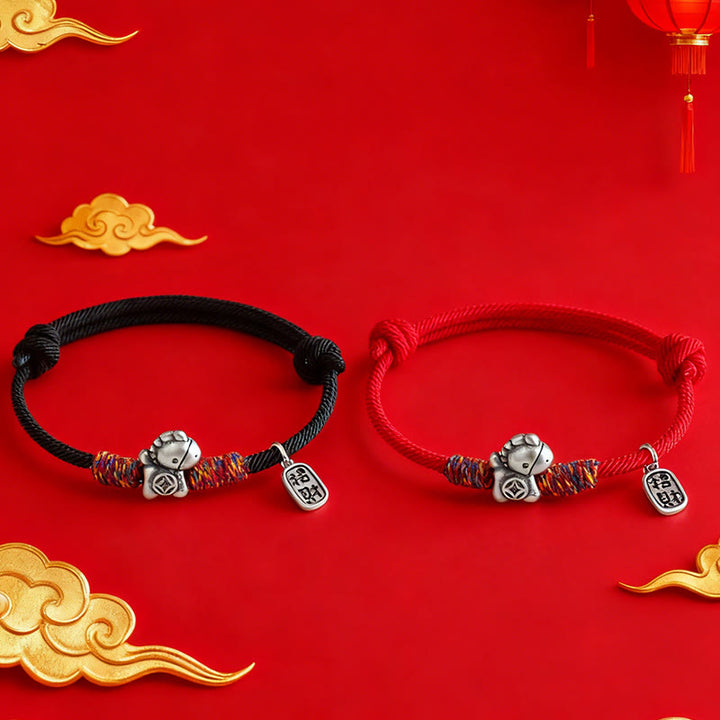 Buddha Stones 999 Sterling Silver Year Of The Horse Fu Character Attract Fortune String Rope Luck Bracelet - image 17