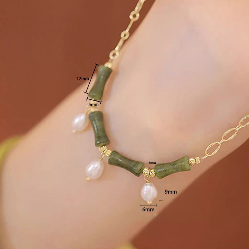 Buddha Stones Tianshan Jade Bamboo Pearl Abundance Wealth Necklace Pendant - image 4