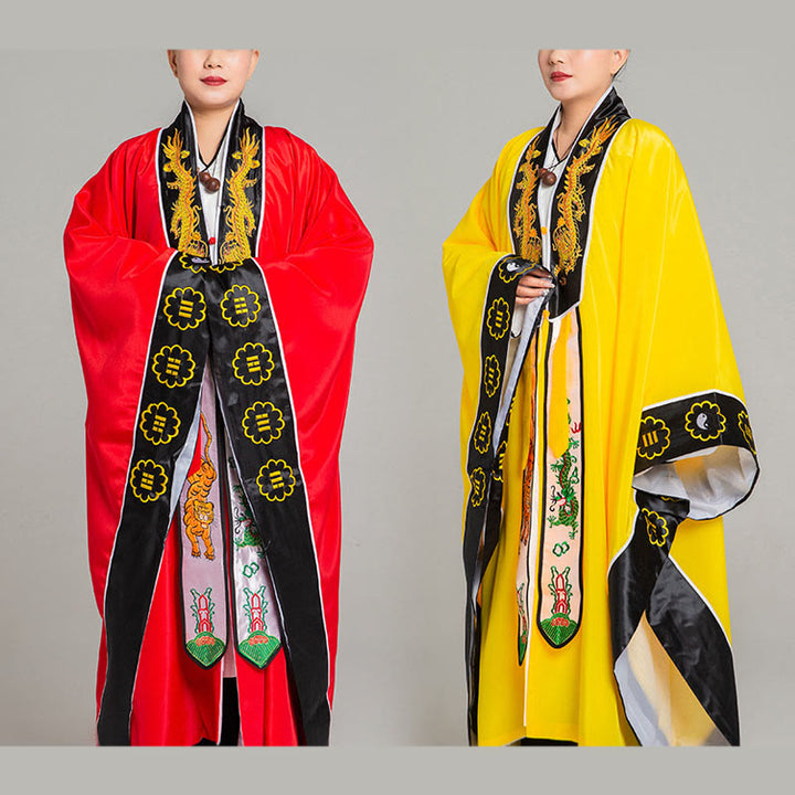 Buddha Stones Wudang Embroidery Dragon Tiger Long Wide Sleeve Unisex Taoist Robe Kimono For Qigong Ceremony - image 16
