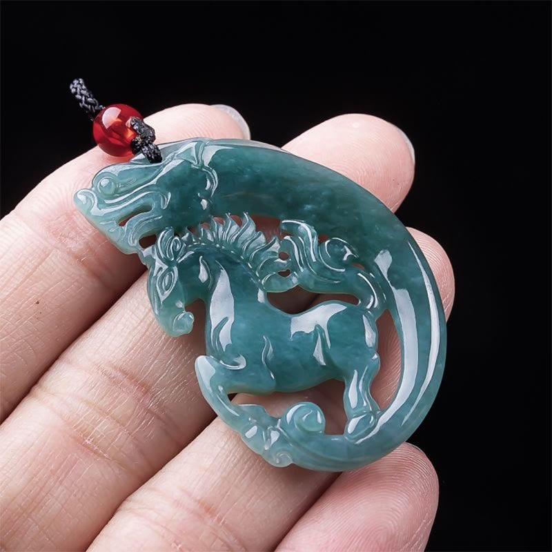 Buddha Stones Year Of The Horse Dragon Handcarved Jade Luck Prosperity Necklace Pendants - image 3
