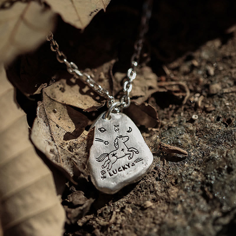 Buddha Stones 999 Sterling Silver Lucky Horse Charm Year Of The Horse 925 Sterling Silver Chain Blessing Necklace Pendants - image 4