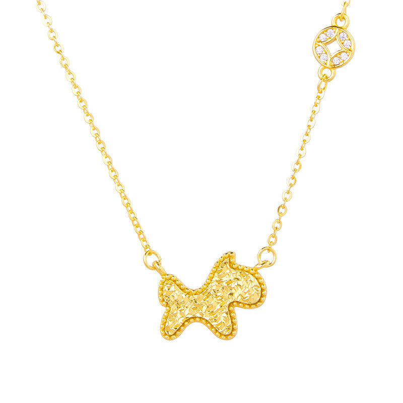 Buddha Stones Year Of The Horse Chinese Zodiac 925 Sterling Silver Coin Design Blessing Chain Necklace Pendants - image 2