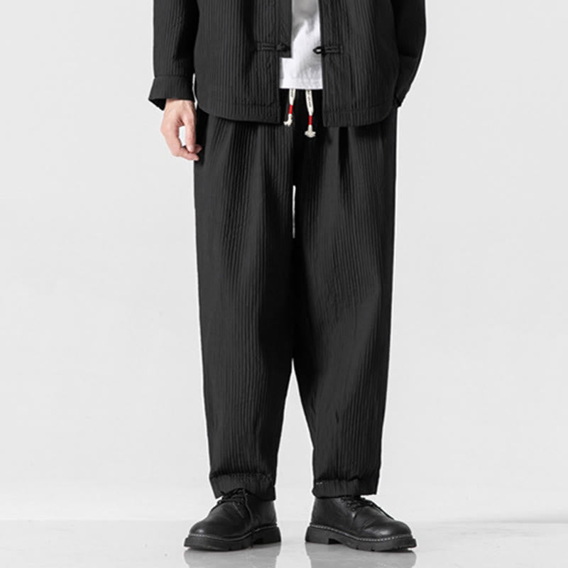 Buddha Stones Fall Solid Color Drawstring Men's Ankle-Length Harem Pants With Pockets - Black - US/UK/AU46，EU56 (5XL) - image 23