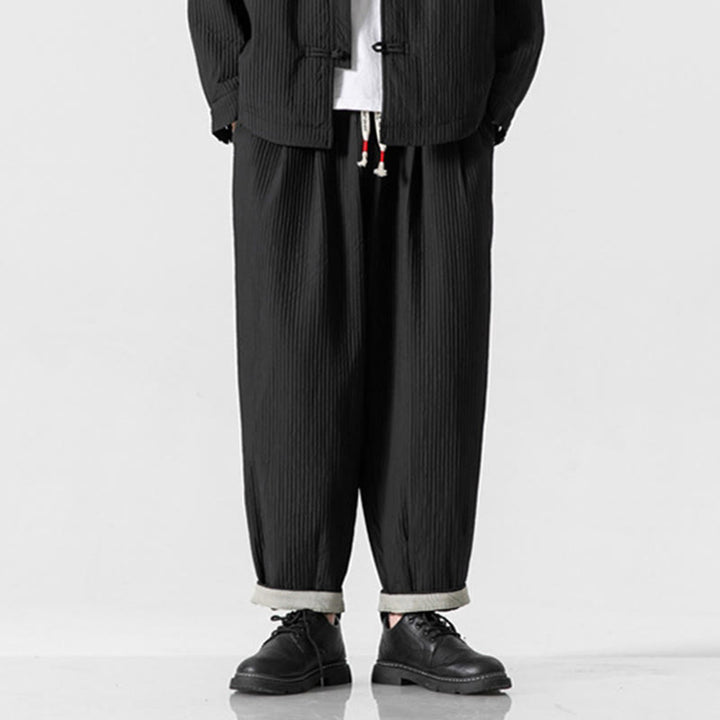 Buddha Stones Fall Solid Color Drawstring Men's Ankle-Length Harem Pants With Pockets - image 31