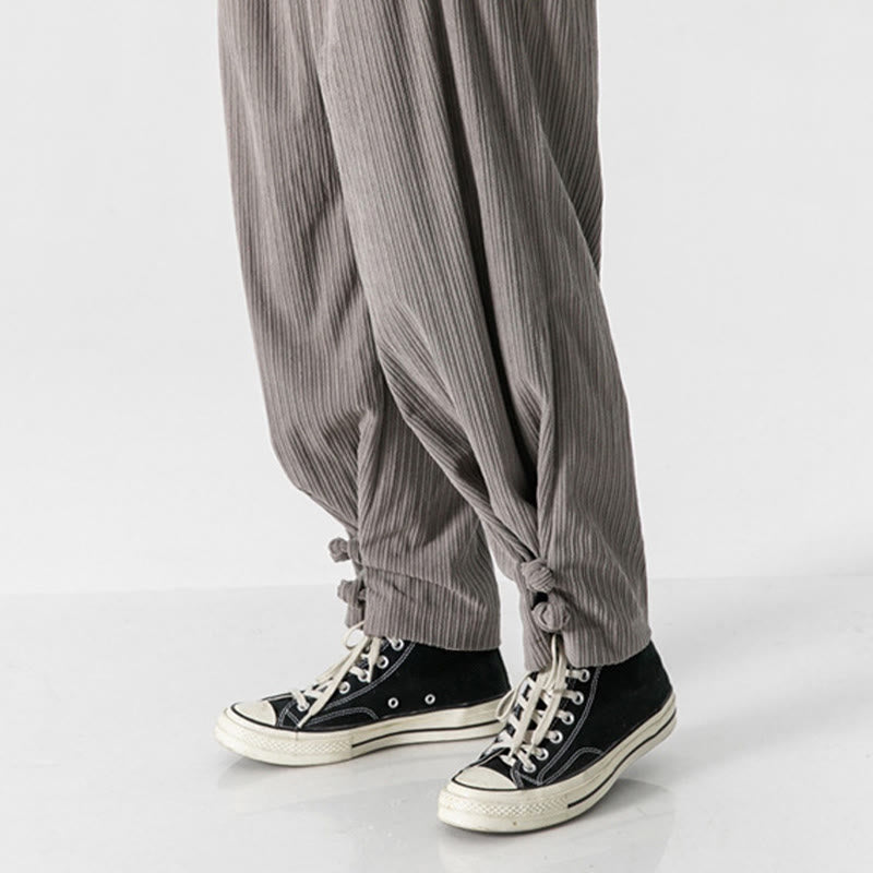 Buddha Stones Fall Winter Men's Pure Color Button Design Cotton Straight Leg Pants With Pockets - image 13