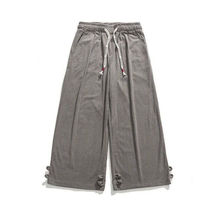 Buddha Stones Fall Winter Men's Pure Color Button Design Cotton Straight Leg Pants With Pockets - image 14