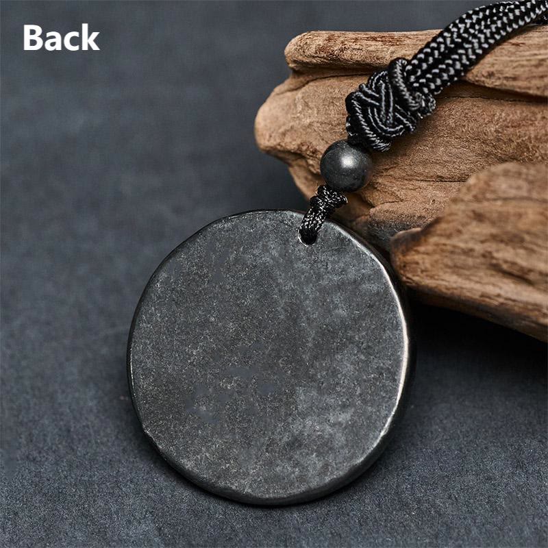 Buddha Stones Natural Authentic Shungite Stone Carved Yin Yang Protection Necklace Pendant - image 6