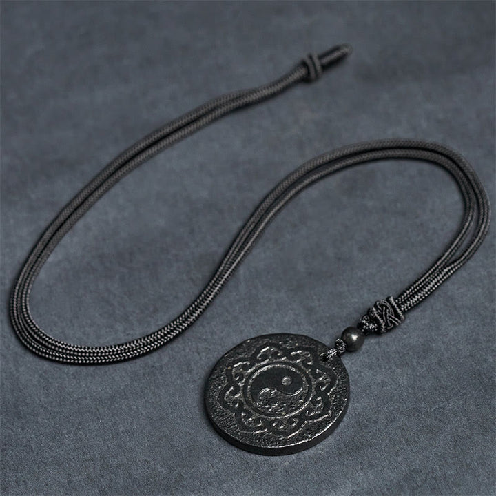 Buddha Stones Tai Chi Yin Yang Symbol Authentic Shungite Stone Inner Strength Necklace Pendant - image 5