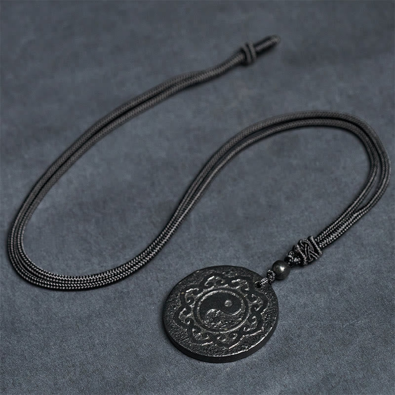 Buddha Stones Tai Chi Yin Yang Symbol Authentic Shungite Stone Inner Strength Necklace Pendant - image 8