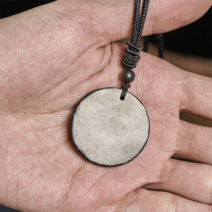 Buddha Stones Circle Simple Design Authentic Shungite Stone Protection Necklace Pendant - image 5