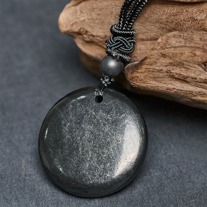Buddha Stones Geometric Round Authentic Shungite Stone Rope Inner Strength Necklace Pendant - image 6