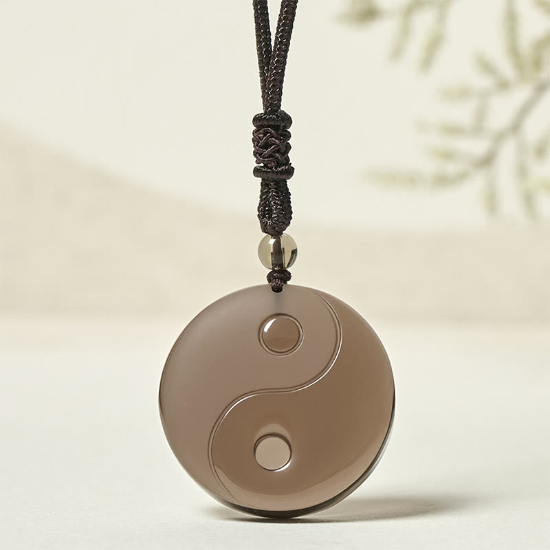 Buddha Stones Yin Yang Symbol Ice Obsidian Positive Necklace Pendant - Ice Obsidian(Diameter: 36mm) - image 0