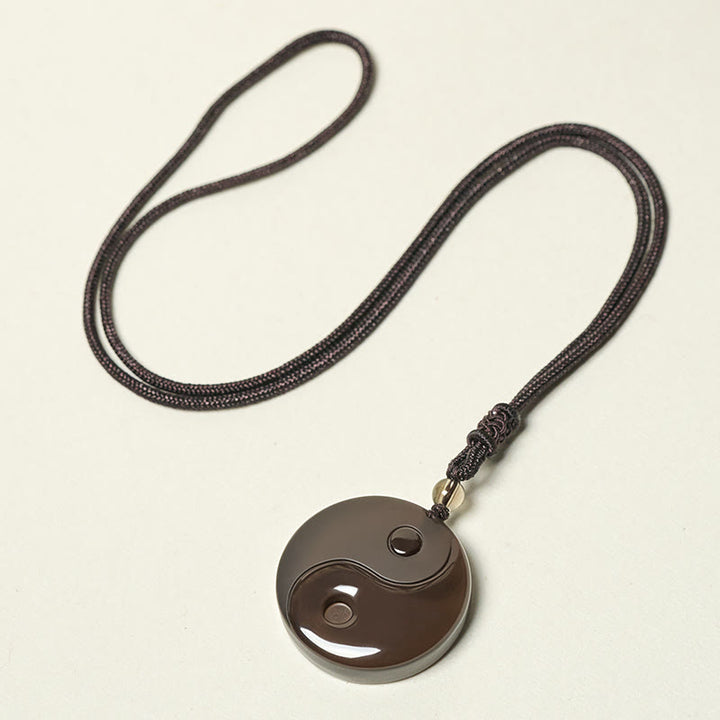 Buddha Stones Yin Yang Symbol Ice Obsidian Positive Necklace Pendant - image 5