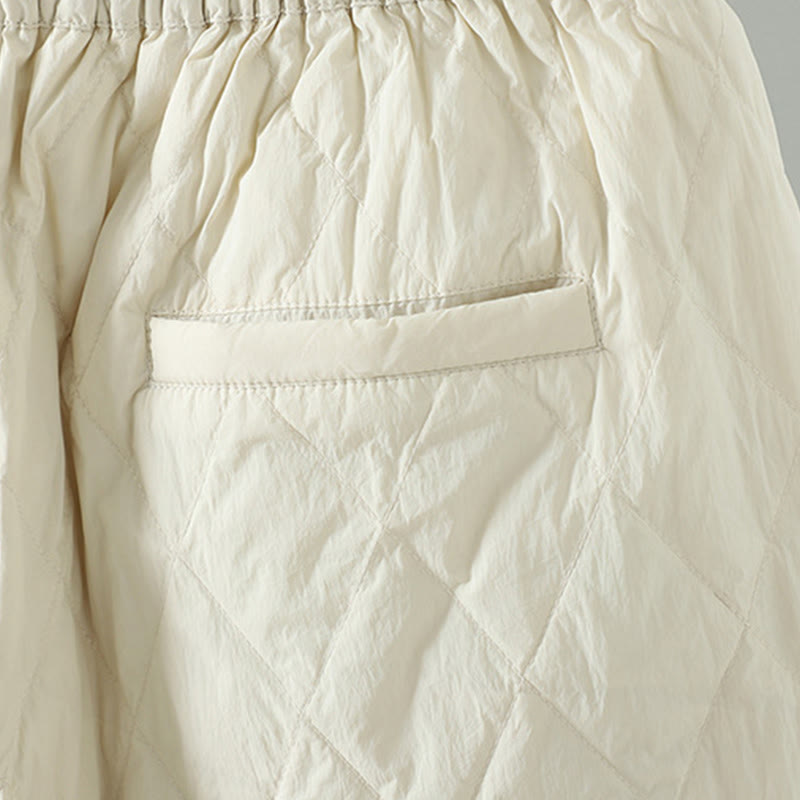 Buddha Stones Pink Flower Rhombus Pattern Cotton Thick Women's Pants With Pockets - image 9