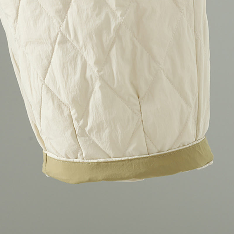 Buddha Stones Pink Flower Rhombus Pattern Cotton Thick Women's Pants With Pockets - image 8