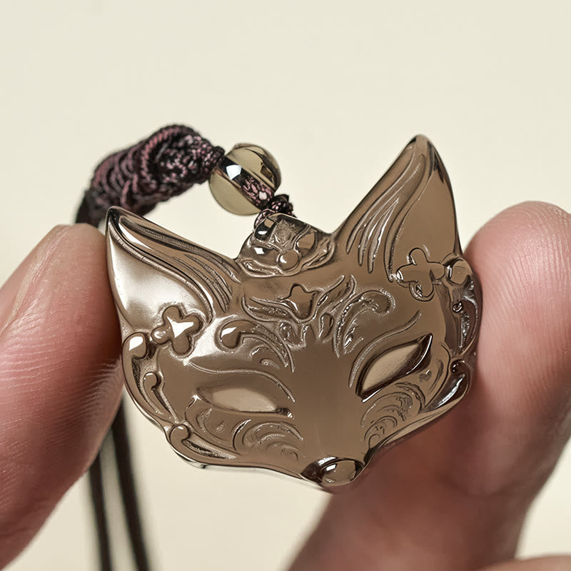 Buddha Stones Relief Fox Design Silver Sheen Obsidian Ice Obsidian Protection Necklace Pendant - image 12