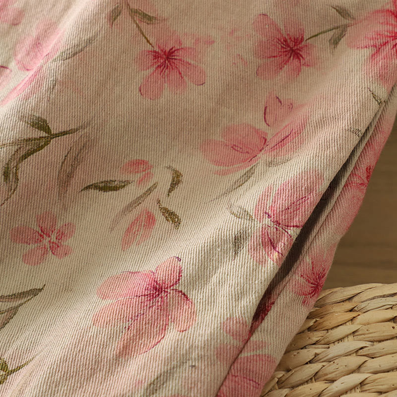 Buddha Stones Frog-button Flower Pattern Crew Neck Thickened Cotton Long Sleeve Women's Coat  - image 10