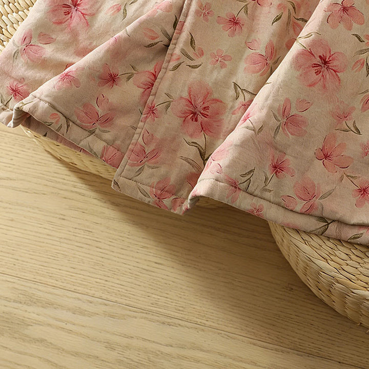 Buddha Stones Frog-button Flower Pattern Crew Neck Thickened Cotton Long Sleeve Women's Coat  - image 7