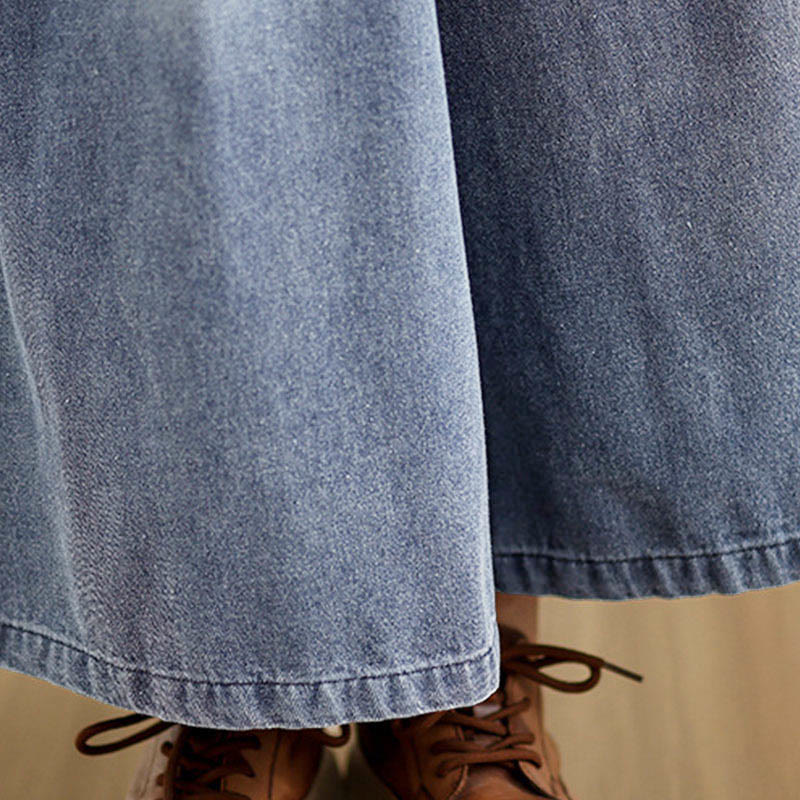 Buddha Stones Fall Vintage Distressed Design High Waist Women's Wide Leg Pants With Pockets - image 8