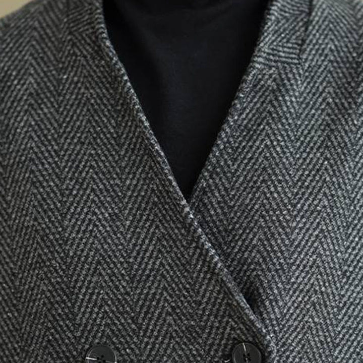 Buddha Stones Stripe V-Neck Cotton Long Sleeve Women's Coat With Pockets - image 5