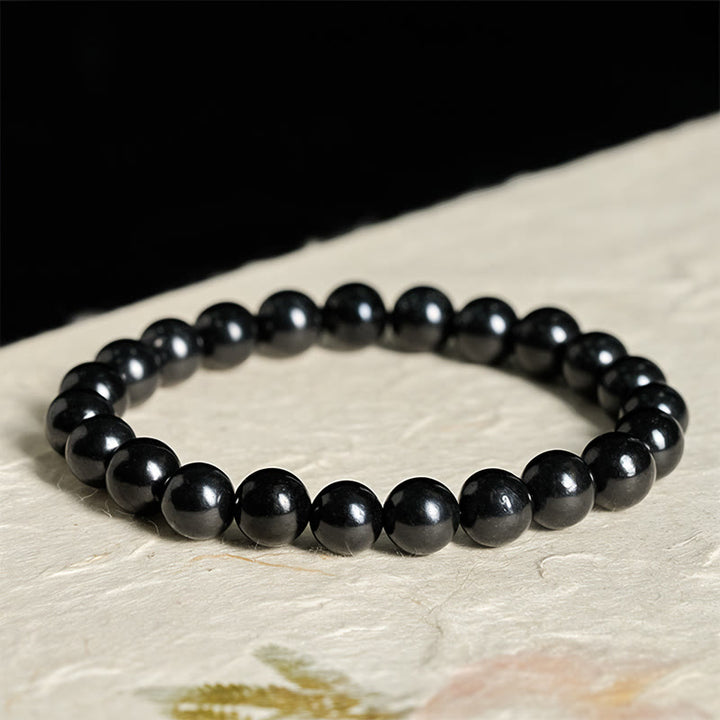 Buddha Stones Round Authentic Shungite Stone Inner Strength Beaded Bracelet - image 7