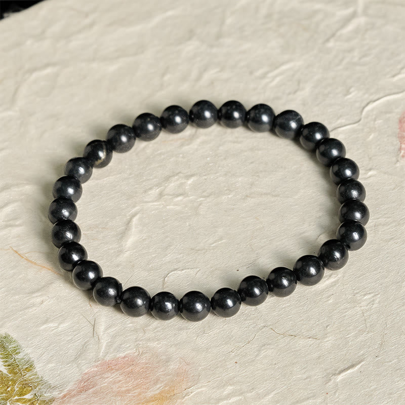 Buddha Stones Round Authentic Shungite Stone Inner Strength Beaded Bracelet - 6mm - image 1