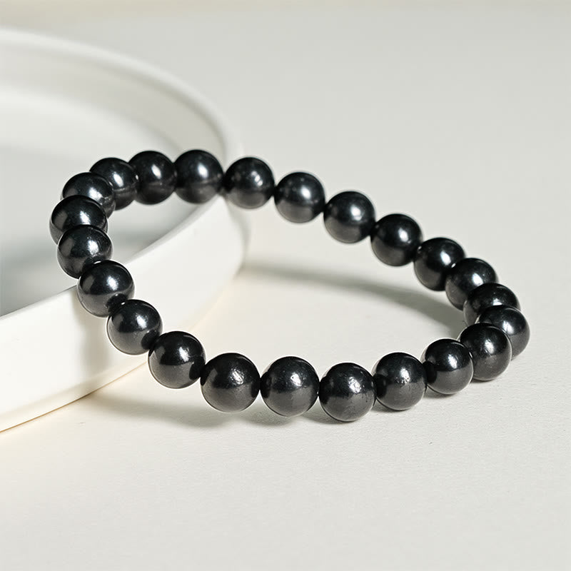 Buddha Stones Round Authentic Shungite Stone Inner Strength Beaded Bracelet - image 8