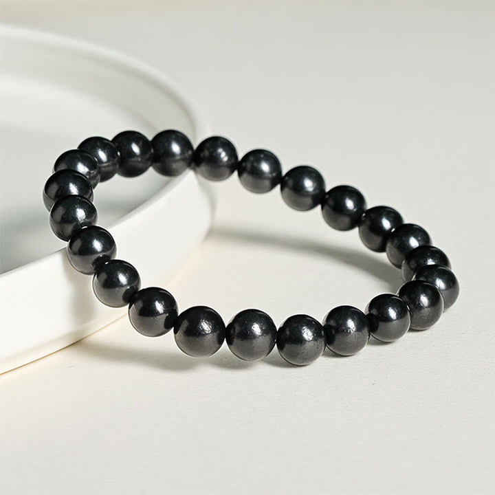 Buddha Stones Round Authentic Shungite Stone Inner Strength Beaded Bracelet - image 8