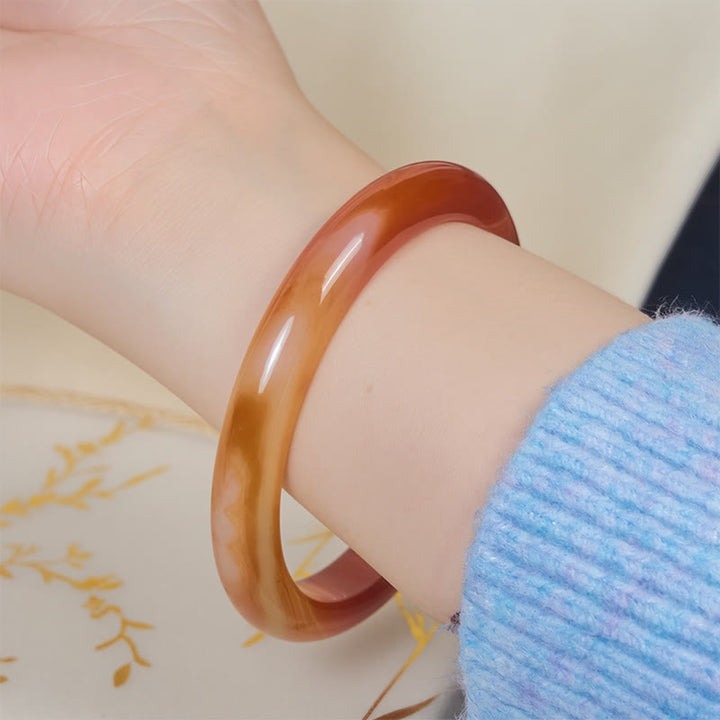 Buddha Stones Veined Pattern Red Agate Calm Cuff Bangle Bracelet - image 4