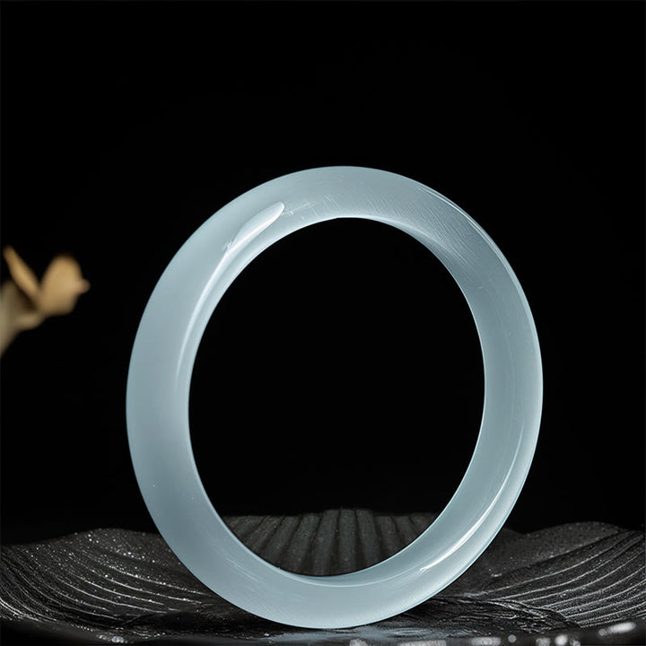 Buddha Stones White Cat's Eye Abundance Spiritual Cuff Bangle Bracelet - image 2