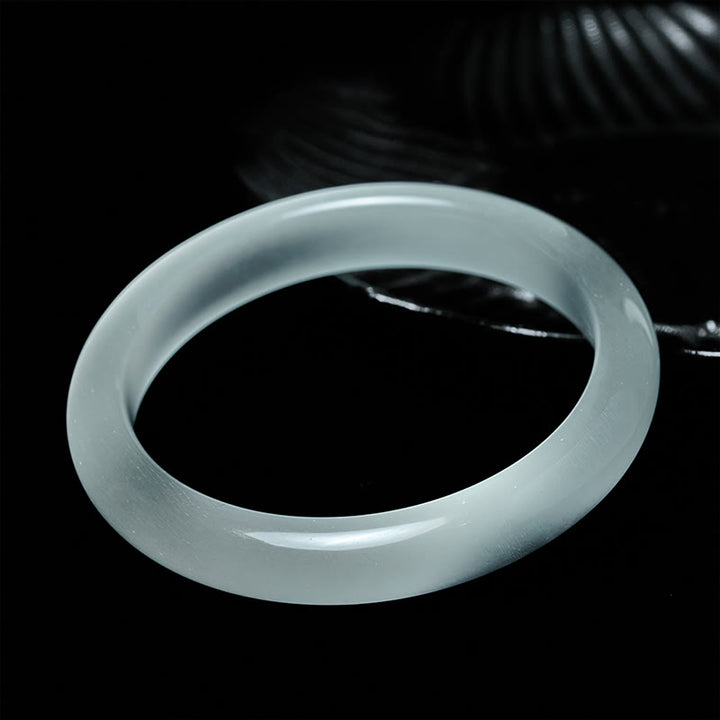Buddha Stones White Cat's Eye Abundance Spiritual Cuff Bangle Bracelet - image 1