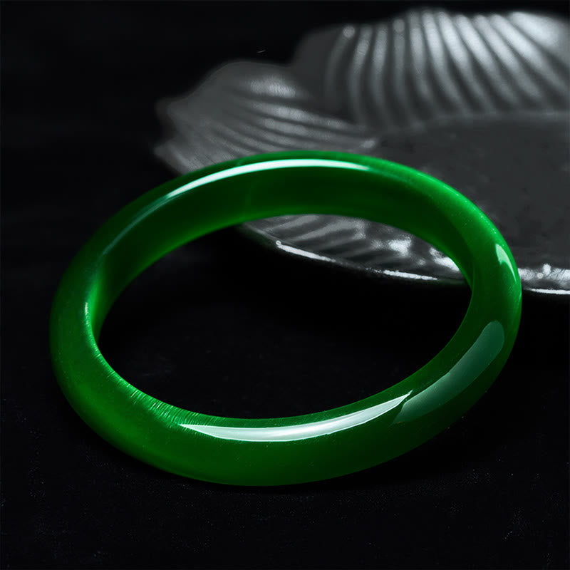 Buddha Stones Green Cat's Eye Stone Relieve Stress Wealth Thin Cuff Bangle Bracelet - image 2