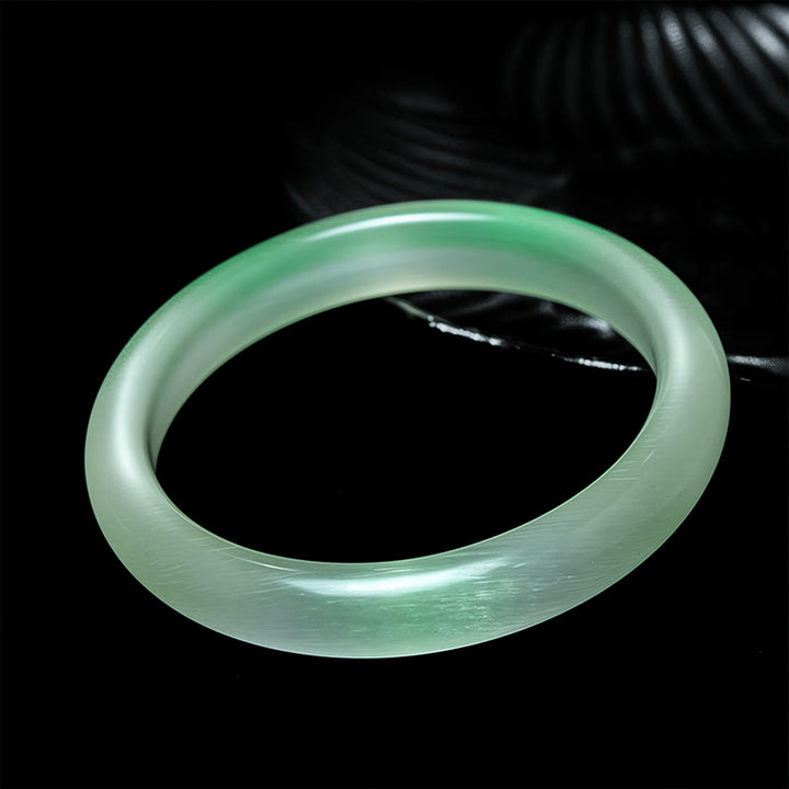 Buddha Stones Chrysoberyl Cat's Eye Thin Peace Support Cuff Bangle Bracelet - Cat's Eye(Support ♥ Love) - 62mm - image 0
