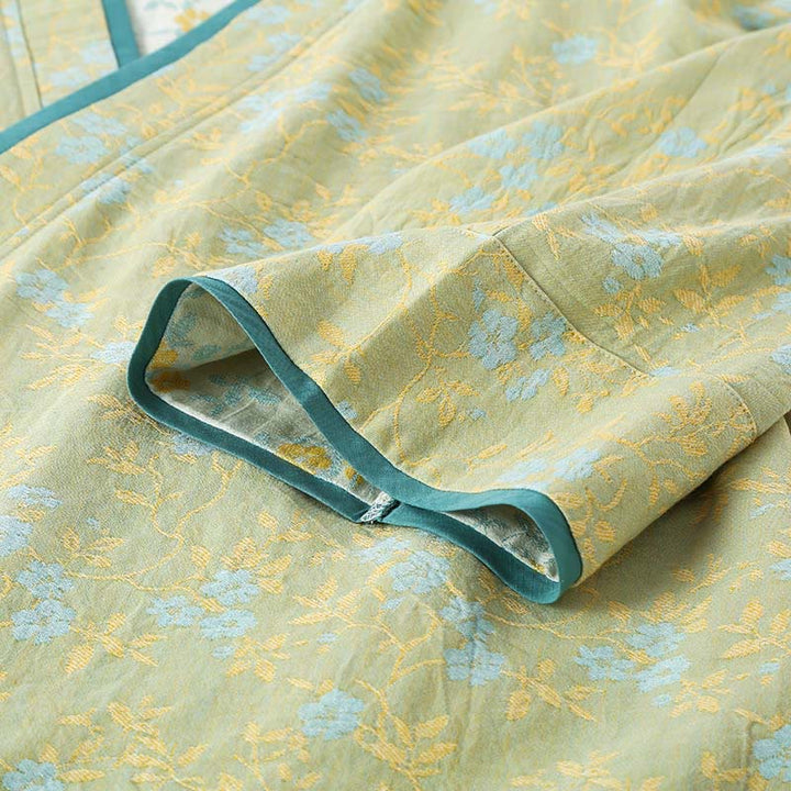 Buddha Stones 2pcs Colorful Floral Leaf Long Sleeve V-Neck Shirt Pants Cotton Pajamas Set With Pockets - image 7