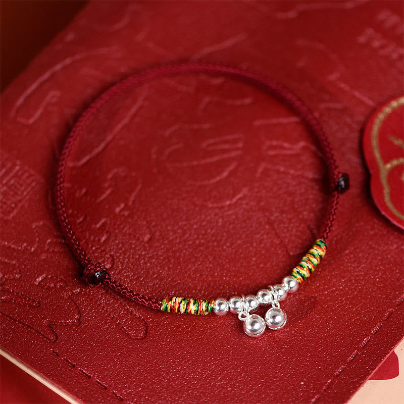 Buddha Stones Silver Bell Red Black String Protection Adjustable Cats Small Dogs Pet Collar - image 2