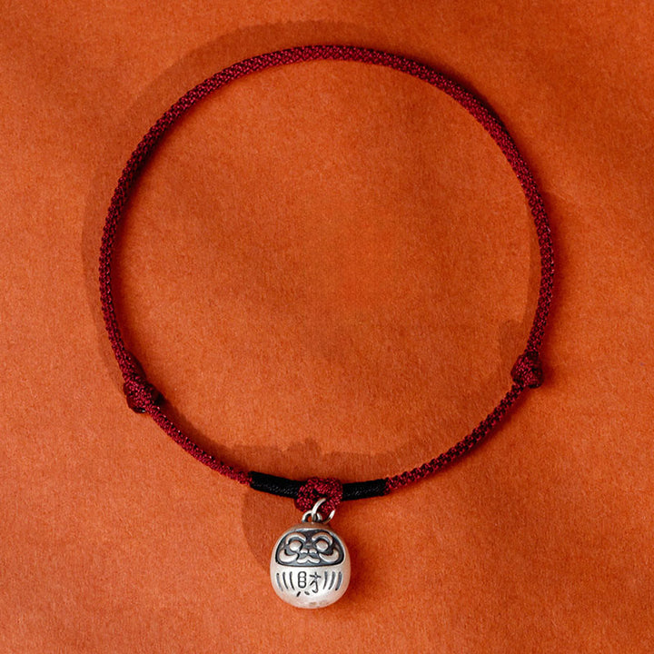 Buddha Stones Silver Attract Fortune Fu Character Pendant Red String Luck Adjustable Cats Small Dogs Pet Collar - DarkRed Rope - Attract Fortune - 50-65cm - image 0