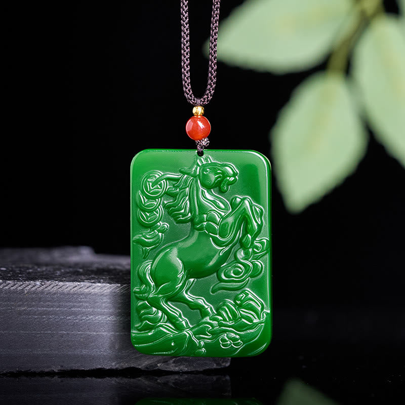 Buddha Stones Year Of The Horse Jade Abundance  Necklace Pendants - Jade - image 0