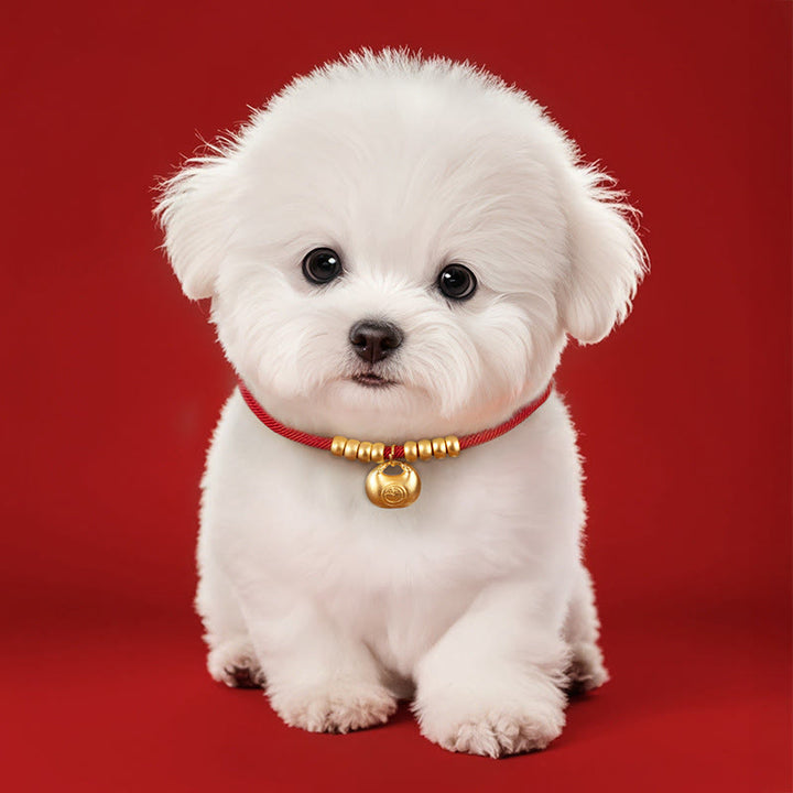 Buddha Stones Red String Bead Protection Adjustable Cats Small Dogs Pet Collar - image 3