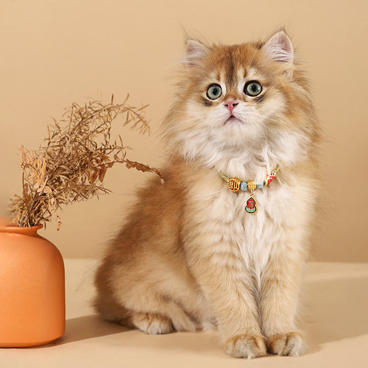 Buddha Stones Metal Pendant Red String Peace Joy Blessing Protection Adjustable Cats Small Dogs Pet Collar - image 12